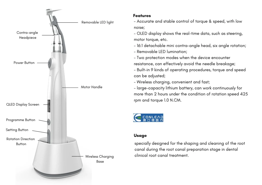 CE Approved Endodontic Treatment Wireless LED Dental Endo Motor